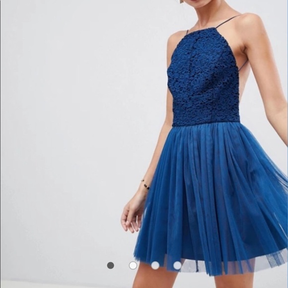 NWT ASOS Design Tulle Lace Top Backless Dress - Picture 7 of 12
